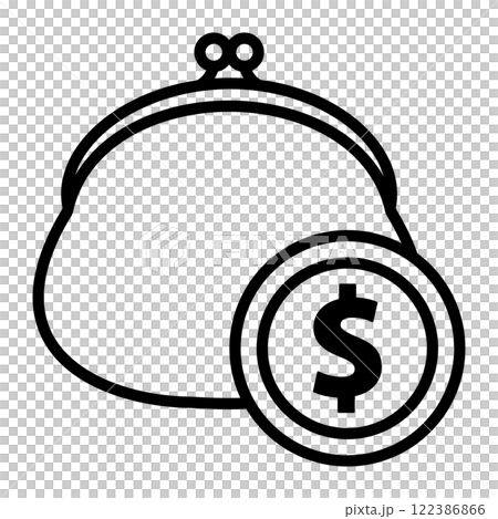 美元硬幣和零錢包圖標。 122386866