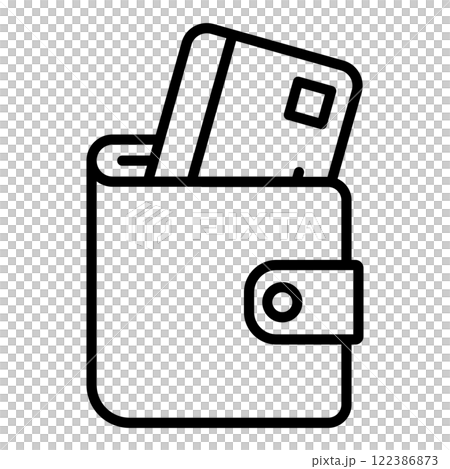 二つ折りの財布とクレジットカードのアイコン。 122386873
