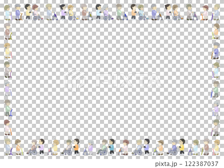 散歩する老人のフレームイラスト 散歩する老人のフレームイラスト 122387037