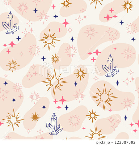 Linear stars and crystals seamless pattern vector illustration 122387392
