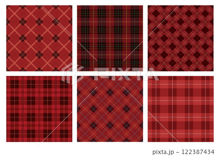 縦横両方向にシームレスなタータンチェックのセット 122387434