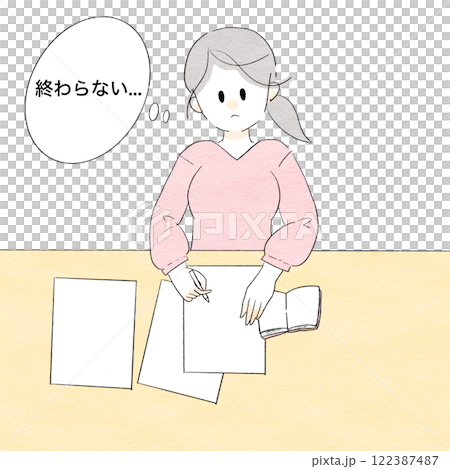 A woman who can't finish her paperwork 122387487