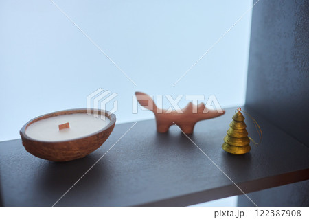 An Artistic and Beautiful Display of Candle and Decorative Items for the Home Ambiance 122387908