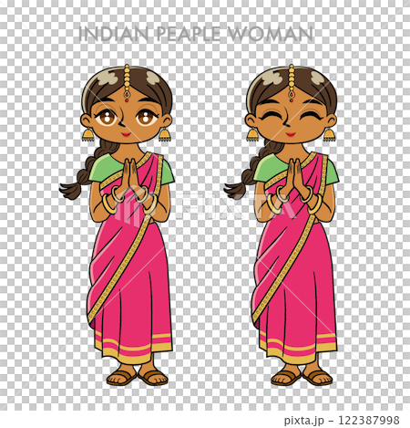 穿著紗麗的女人的插圖 122387998