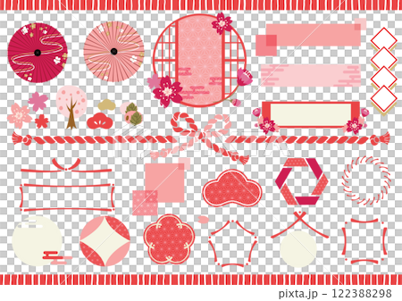 Cute Japanese spring materials 122388298
