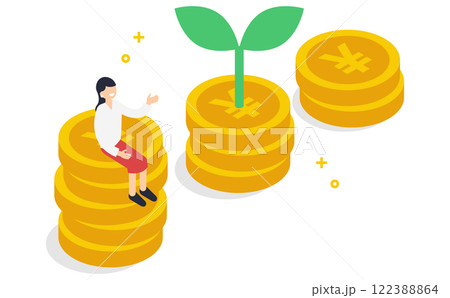 投資・資産運用が成功しているお金のイメージイラスト 122388864