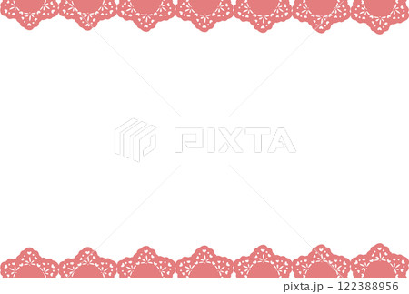 ピンクのハートの柄の入ったレースのフレーム 122388956