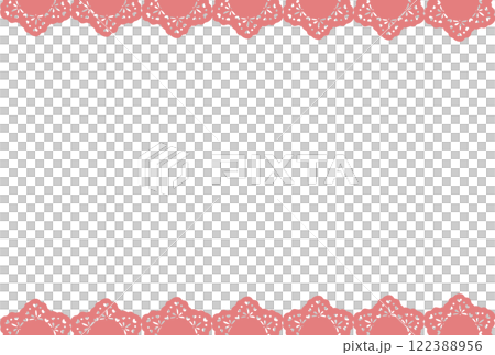 ピンクのハートの柄の入ったレースのフレーム 122388956