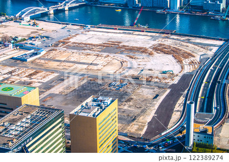 日本の東京都市景観 令和7年・新時代へ。築地市場跡地などを望む。再開発へ…=1月23日 日本の東京都市景観 令和7年・新時代へ。築地市場跡地などを望む。再開発へ…=1月23日 122389274