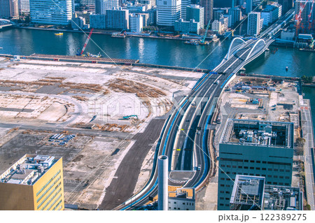 日本の東京都市景観 令和7年・新時代へ。築地市場跡地などを望む。再開発へ…=1月23日 日本の東京都市景観 令和7年・新時代へ。築地市場跡地などを望む。再開発へ…=1月23日 122389275