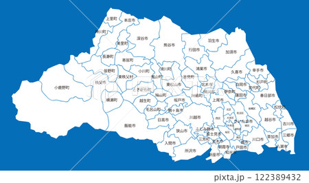分割できる【さいたま県】地図　区市町村名あり 122389432