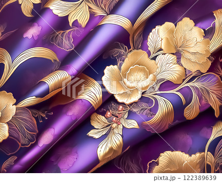 シルクの背景イメージ素材 和柄 紫色 シルクの背景イメージ素材 和柄 紫色 122389639
