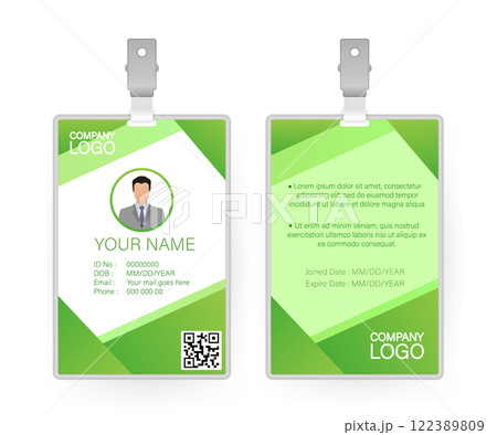 Id card, great design for any purposes. Flat vector. Flat design. Vector template design. Id card, great design for any purposes. Flat vector. Flat design. Vector template design. 122389809