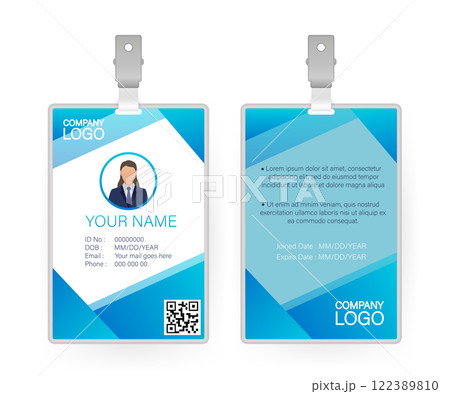 Id card, great design for any purposes. Flat vector. Flat design. Vector template design. 122389810
