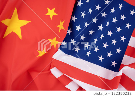 United States of America flag and China flag together United States of America flag and China flag together 122390232