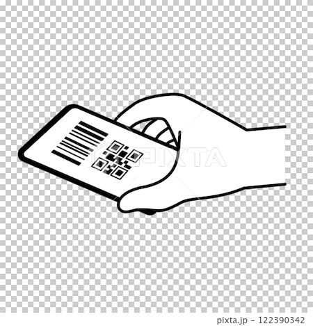 Hold the barcode and QR code on your smartphone Hold the barcode and QR code on your smartphone 122390342