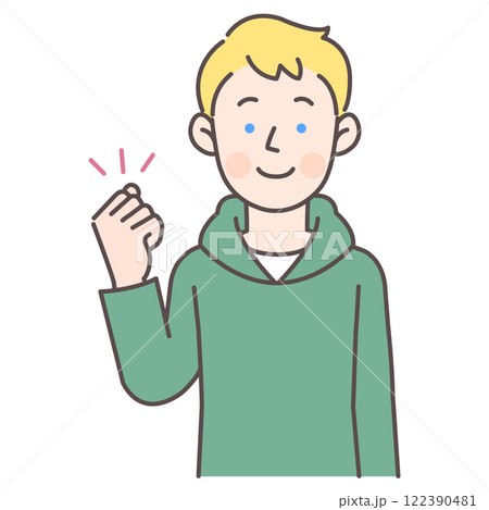ガッツポーズする白人男性 122390481