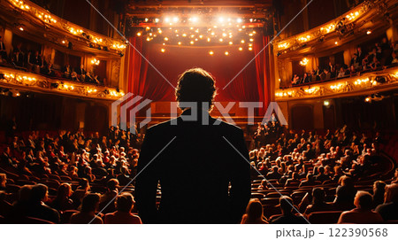 劇場で観客に向かってスピーチをする講演者 のイラスト素材 [122390568] - PIXTA