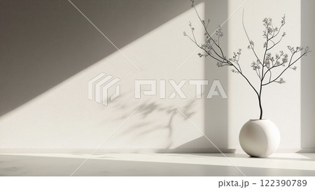 Minimalist interior photo with copy space. AI-generated item Minimalist interior photo with copy space. AI-generated item 122390789