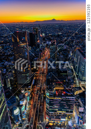 東京　渋谷区　渋谷スクランブルスクエアの展望施設 SHIBUYA SKY（渋谷スカイ）からの眺め 122391193