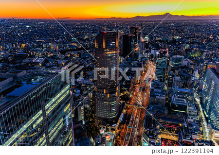 東京　渋谷区　渋谷スクランブルスクエアの展望施設 SHIBUYA SKY（渋谷スカイ）からの眺め 122391194