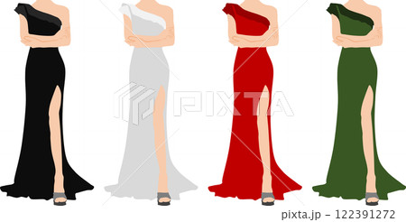 ドレスを着た女性のグラフィック素材イラスト 122391272