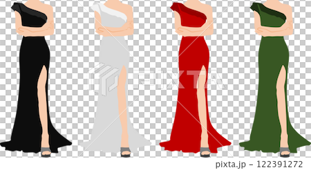 ドレスを着た女性のグラフィック素材イラスト 122391272