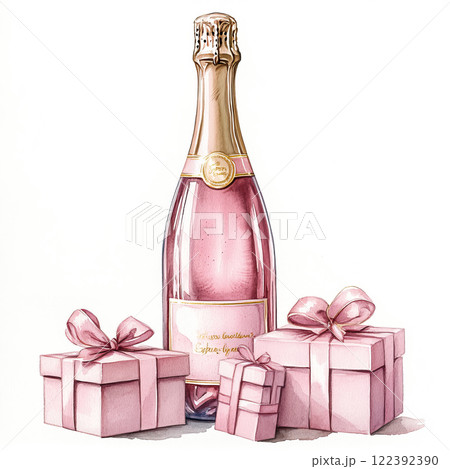 Watercolor bottle of wine Watercolor bottle of wine 122392390