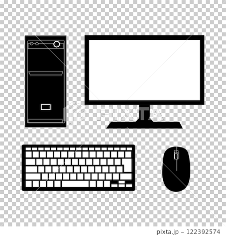 Simple illustration set of desktop computer 122392574