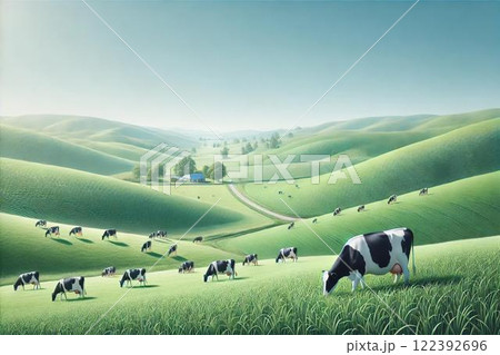 牛のいる牧場風景・酪農 122392696