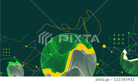 Trendy abstract wireframe background. Modern science or technology art elements. Surface illustration inside circles Trendy abstract wireframe background. Modern science or technology art elements. Surface illustration inside circles 122393432