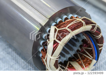 Close up scene the stator parts for electric motor. Close up scene the stator parts for electric motor. 122393499