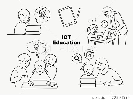 タブレットを使って楽しく勉強する様子 タブレットを使って楽しく勉強する様子 122393559