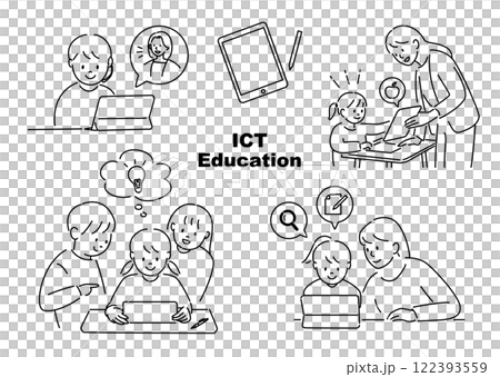タブレットを使って楽しく勉強する様子 タブレットを使って楽しく勉強する様子 122393559