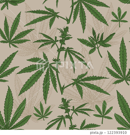 Cannabis sketch seamless pattern 7 Cannabis sketch seamless pattern 7 122393910
