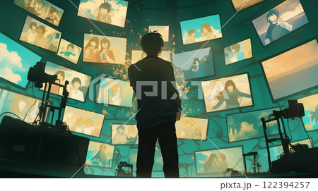 ネットワーク構造とビジネスウーマンのネットワークイメージ 122394257