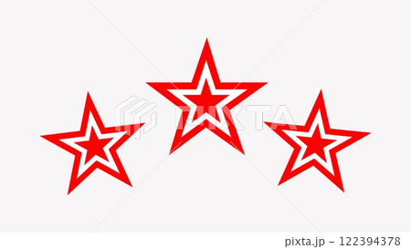 Red star icon on white background.Three stars on white background. Vector illustration. Red star icon on white background.Three stars on white background. Vector illustration. 122394378