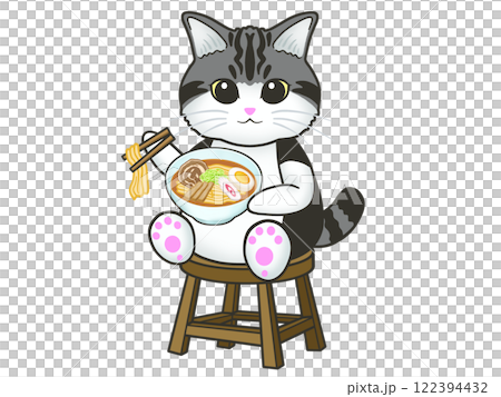 ラーメンを食べる猫 ラーメンを食べる猫 122394432