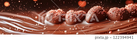 溶けたチョコレートとコピースペース 溶けたチョコレートとコピースペース 122394941