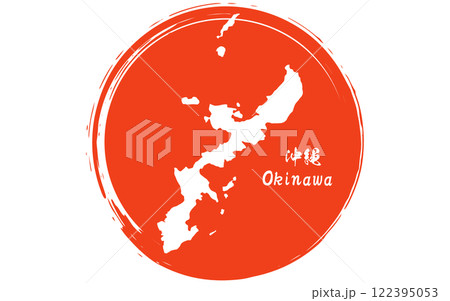 筆書きの日の丸と沖縄県の地図、日本の地方 筆書きの日の丸と沖縄県の地図、日本の地方 122395053