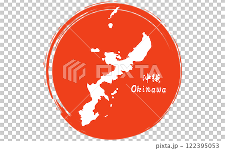 筆書きの日の丸と沖縄県の地図、日本の地方 筆書きの日の丸と沖縄県の地図、日本の地方 122395053