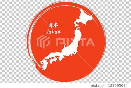 筆書きの日の丸と日本地図 122395054