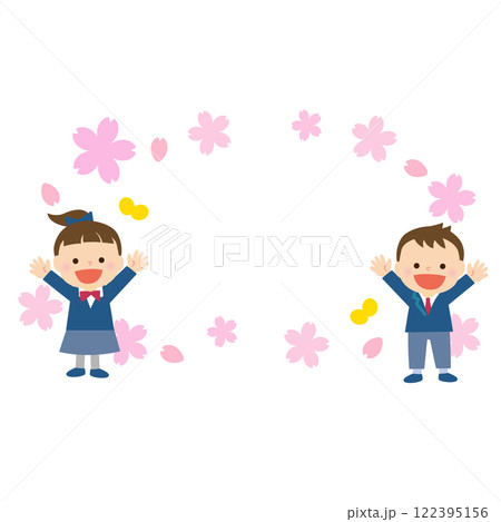 桜と幼稚園・保育園・小学校のこどもたち 卒園 入学 桜と幼稚園・保育園・小学校のこどもたち 卒園 入学 122395156