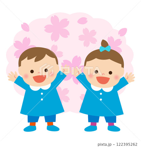 桜と幼稚園・保育園のこどもたち 入園・卒園 桜と幼稚園・保育園のこどもたち 入園・卒園 122395262