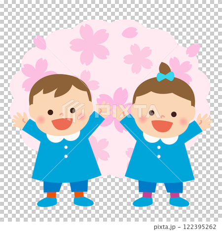 桜と幼稚園・保育園のこどもたち 入園・卒園 桜と幼稚園・保育園のこどもたち 入園・卒園 122395262