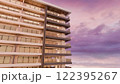 夕焼けに染まるマンション 122395267