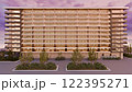 夕焼けに染まるマンション 122395271