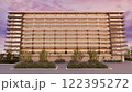 夕焼けに染まるマンション 122395272