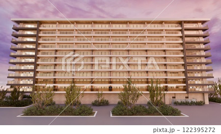 夕焼けに染まるマンション 夕焼けに染まるマンション 122395272