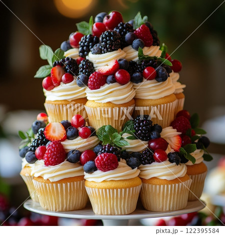 cupcakes with berries 122395584